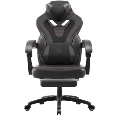 Dowinx Big and Tall Gaming Chair with Footrest & Massage - Heavy Duty Ergonomic Computer Chair for Adults, Black