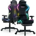 thumbnail image 1 of Dowinx Gaming Chair with RGB LED Lights, Ergonomic Game Chair with Footrest Massage Lumbar Support, Computer Gamer Chair for Adults Teens, Black, 1 of 7