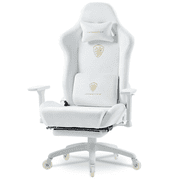 Dowinx - Gaming Chair with Rollerblade Wheels, Suede Fabric Office Chair Breathable with 3D Adjustable Armrests - White
