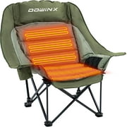Dowinx Heated Camping Chair for Adults - Oversized Extra Large Folding Chair with Adjustable Padded Seat, Cup Holder, 400 lbs Capacity, Green