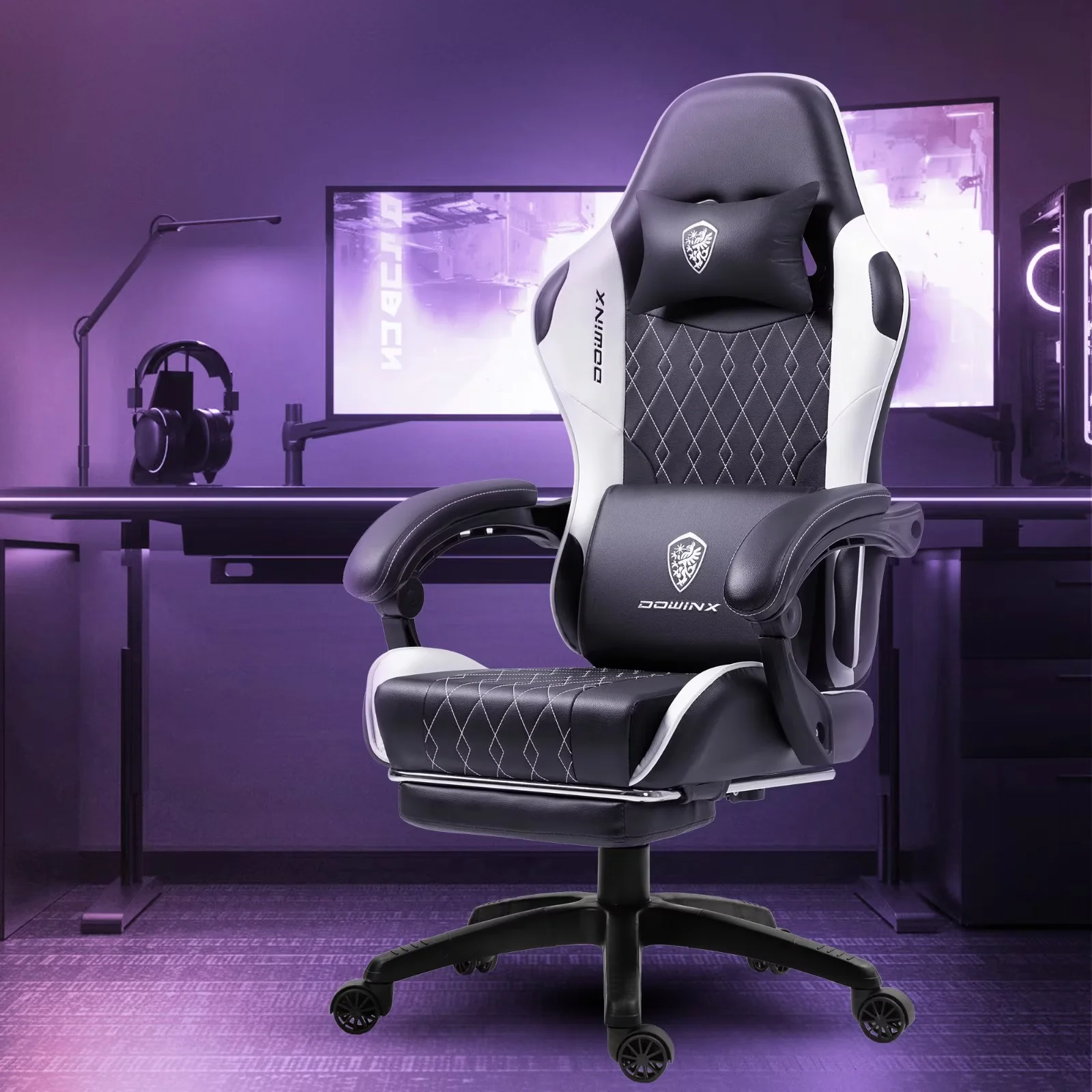 GTPLAYER Gaming Chair with Lumbar Massage, Ergonomic Footrest - Main Image