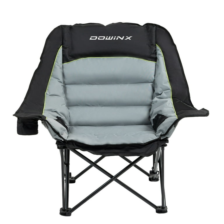 Dowinx Oversized Extra Large Camping Chair for Adults Lawn Chairs Folding 3 Levels Adjustable Padded Camping Chair Heavy Duty 600D Oxford Cloth