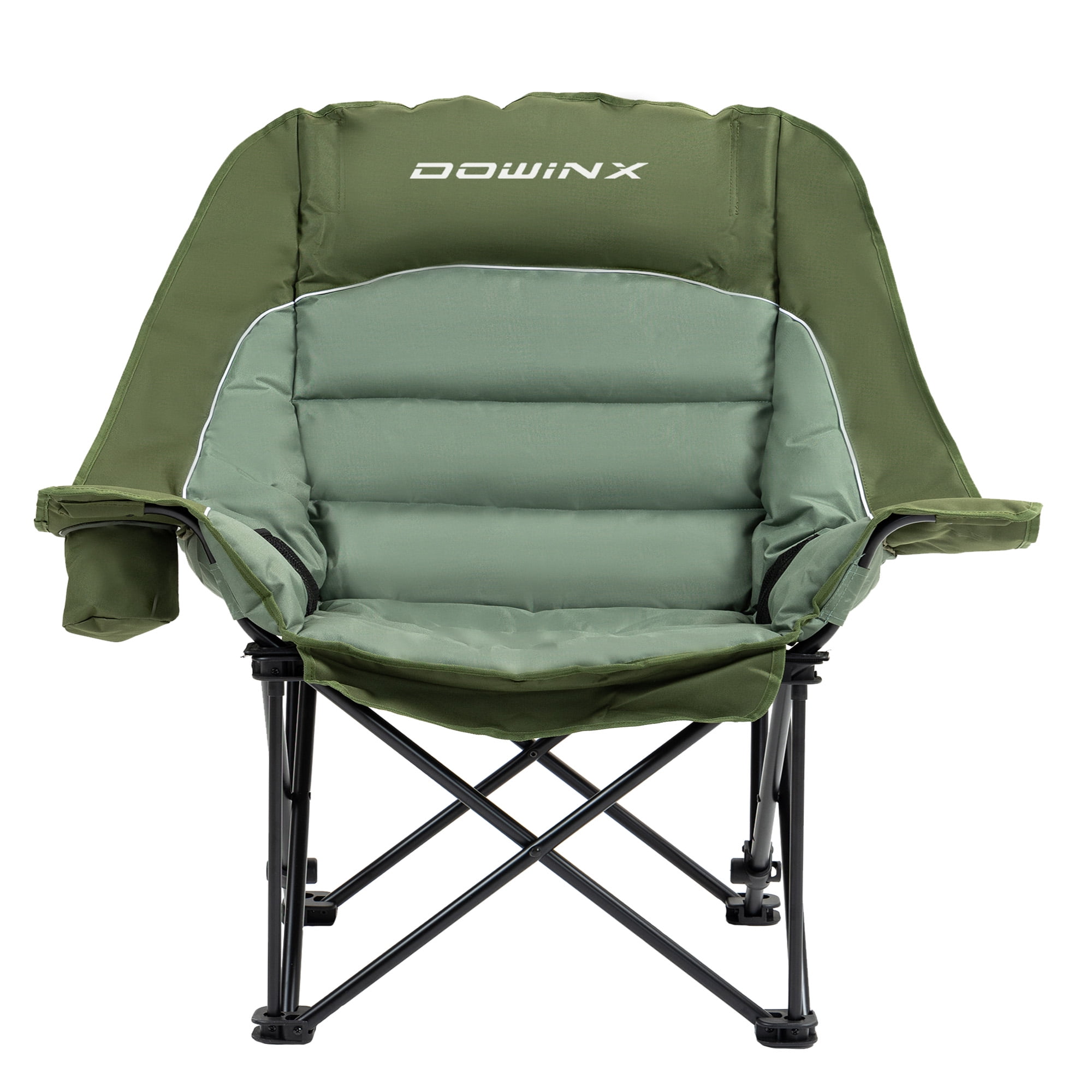 Dowinx Oversized Extra Large Camping Chair for Adults Lawn Chairs Folding 3 Levels Adjustable Padded Camping Chair Heavy Duty 600D Oxford Cloth