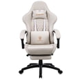 thumbnail image 1 of Dowinx PU Leather Gaming Chair with Massage Lumbar Support High Back Adjustable Office PC Chair Swivel Task Computer Chair with Footrest, White, 1 of 5