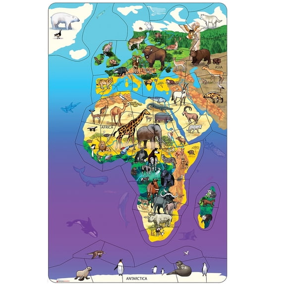 Dowling Magnets Animal Magnetism Magnetic Wildlife Map Puzzle: Eurasia & Africa
