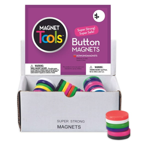 Dowling Magnets Button Magnet Display, Pack of 40