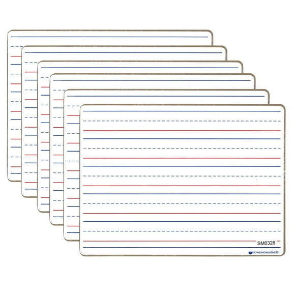 Dowling Magnets Double-sided Magnetic Dry-Erase Board, Line-Ruled/Blank, Pack of 6