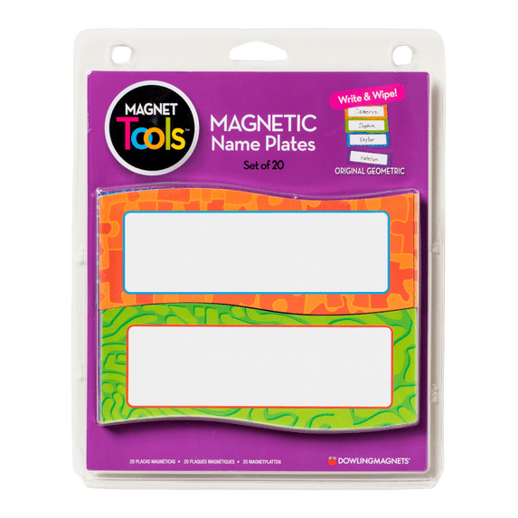 Dowling Magnets Dry Erase Magnetic Name Plates, Set of 20
