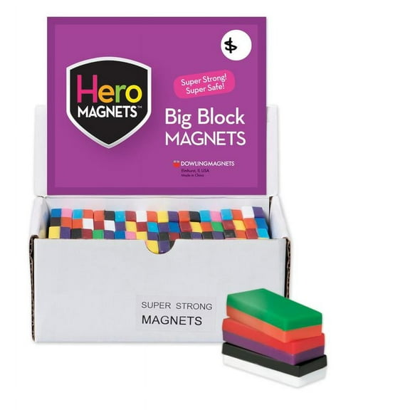 Dowling Magnets Hero Magnets Block Magnets, Display Box of 40