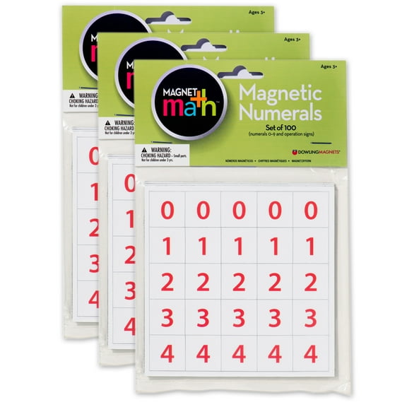 Dowling Magnets Magnet Numerals Set, 100 Per Set, 3 Sets