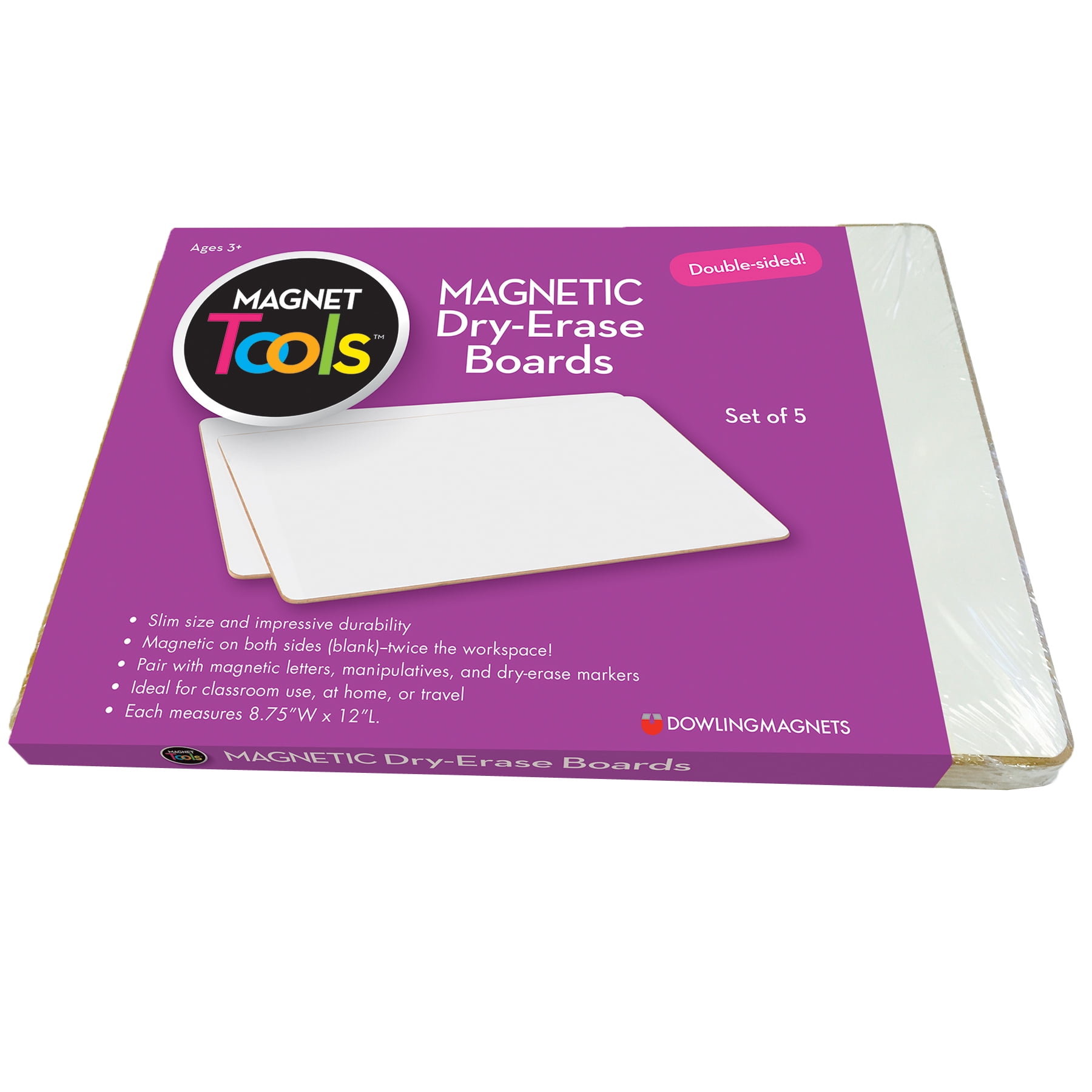 Dowling Magnets Magnetic Dry Erase Boards, Double-Sided Blank/Blank, Set of 5