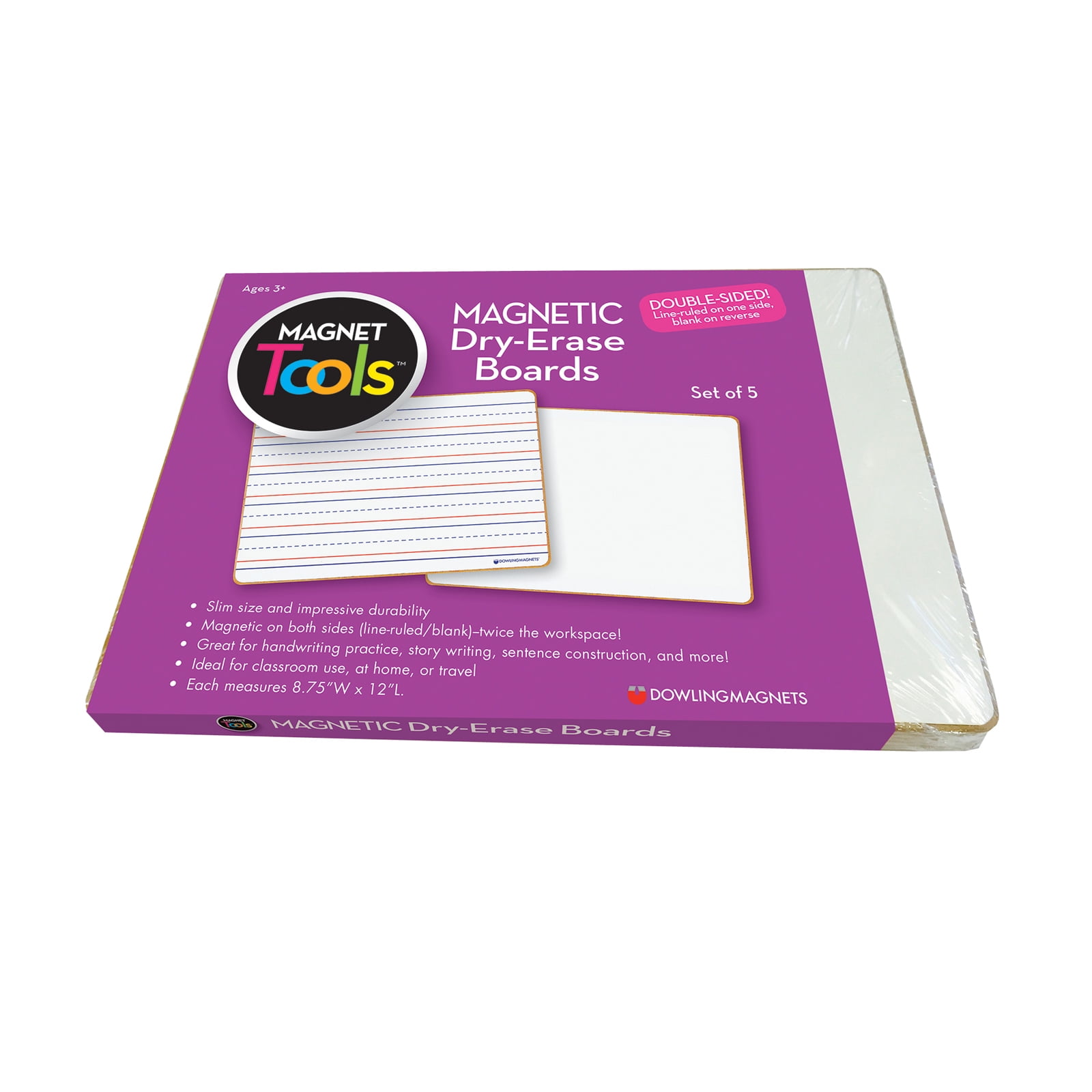 Double-Sided Magnetic Dry-Erase Board Set, 12" x 8.75", White
