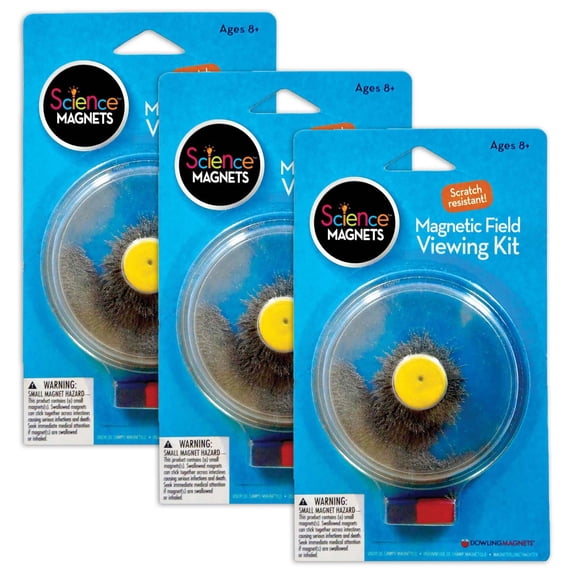 Dowling Magnets Magnetic Field Viewing Kit with Steel Filings, Pack of 3