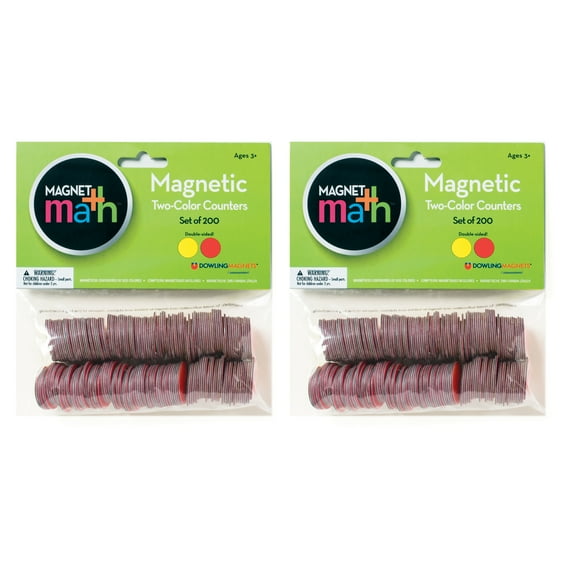 Dowling Magnets Magnetic Two-Color Counters, 200 Per Pack, 2 Packs