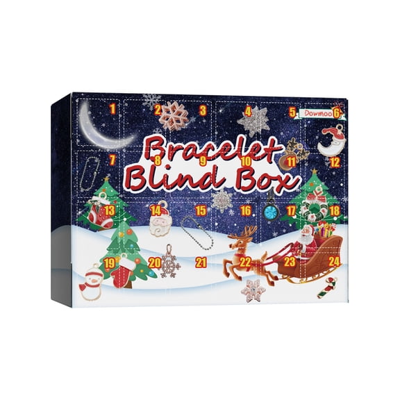 Dowmoo Christmas Advent Calendar DIY Bracelet Blind Box 24-Grid Calendar Bell Accessories Blind Box