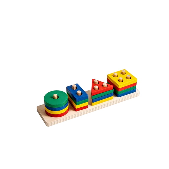 Dowmoo Educational Geometric Five - Column Set, 64Pcs Toy Set For Early Learning, Fine Motor Skill Development, For Toddlers 3+ Years Old