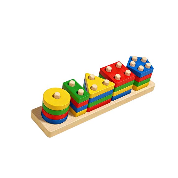 Dowmoo Educational Geometric Five-Set Columns Building Blocks, 24Pcs Toy Set For Toddlers, Preschool Learning & Developmental Play, Montessori Stem Toys For Kids Ages 3+