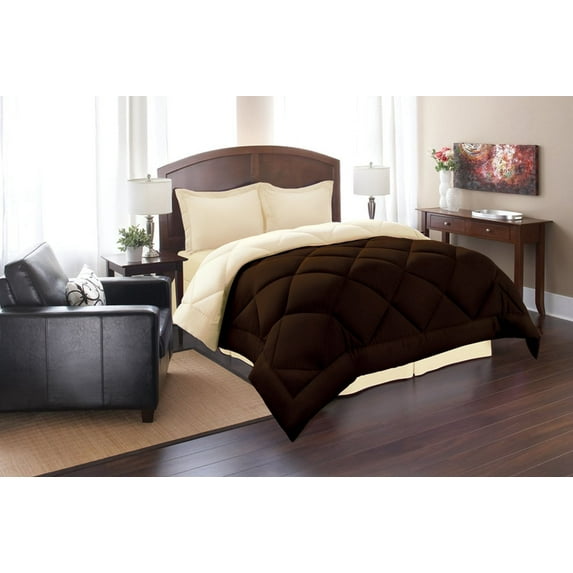 Down Alternative 3pc Comforter Set KingCal King, BrownCream
