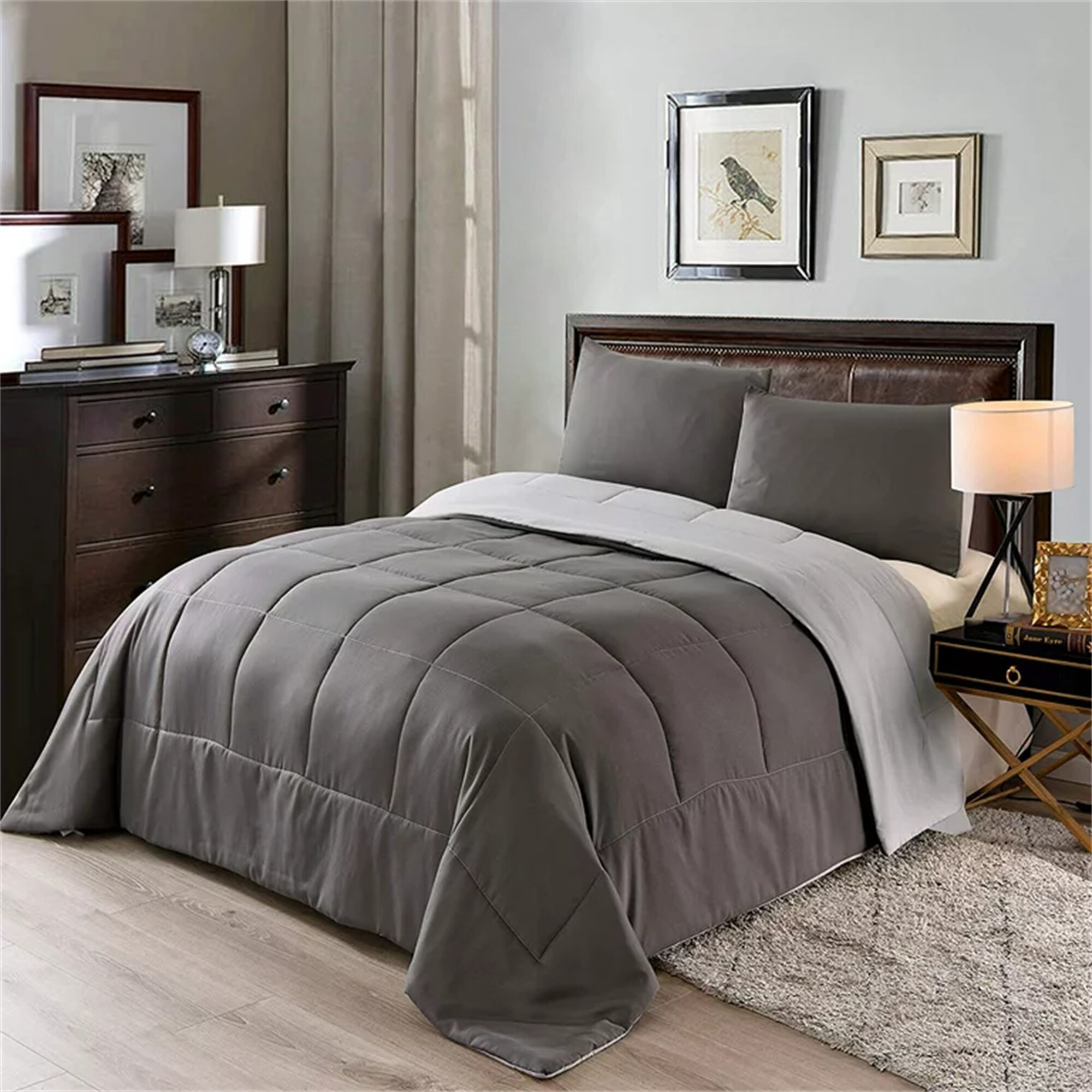 Down Alternative Comforter Gray 2 Piece Twin