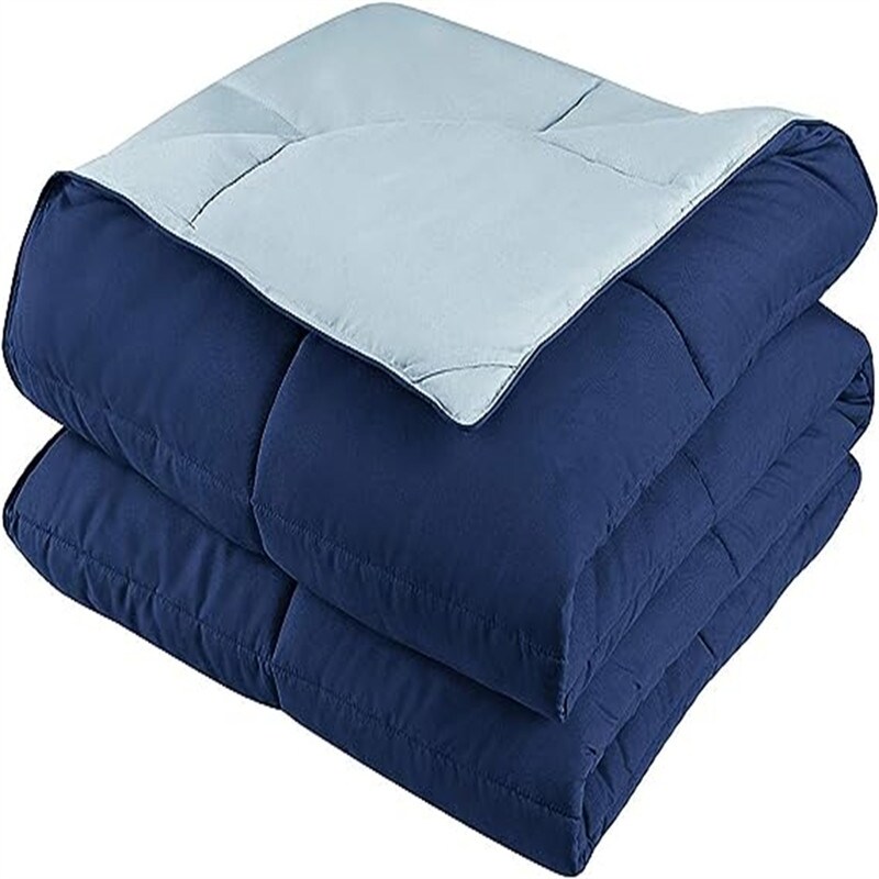 Down Alternative Comforter Set Navy Blue/Light Blue 3 Piece King