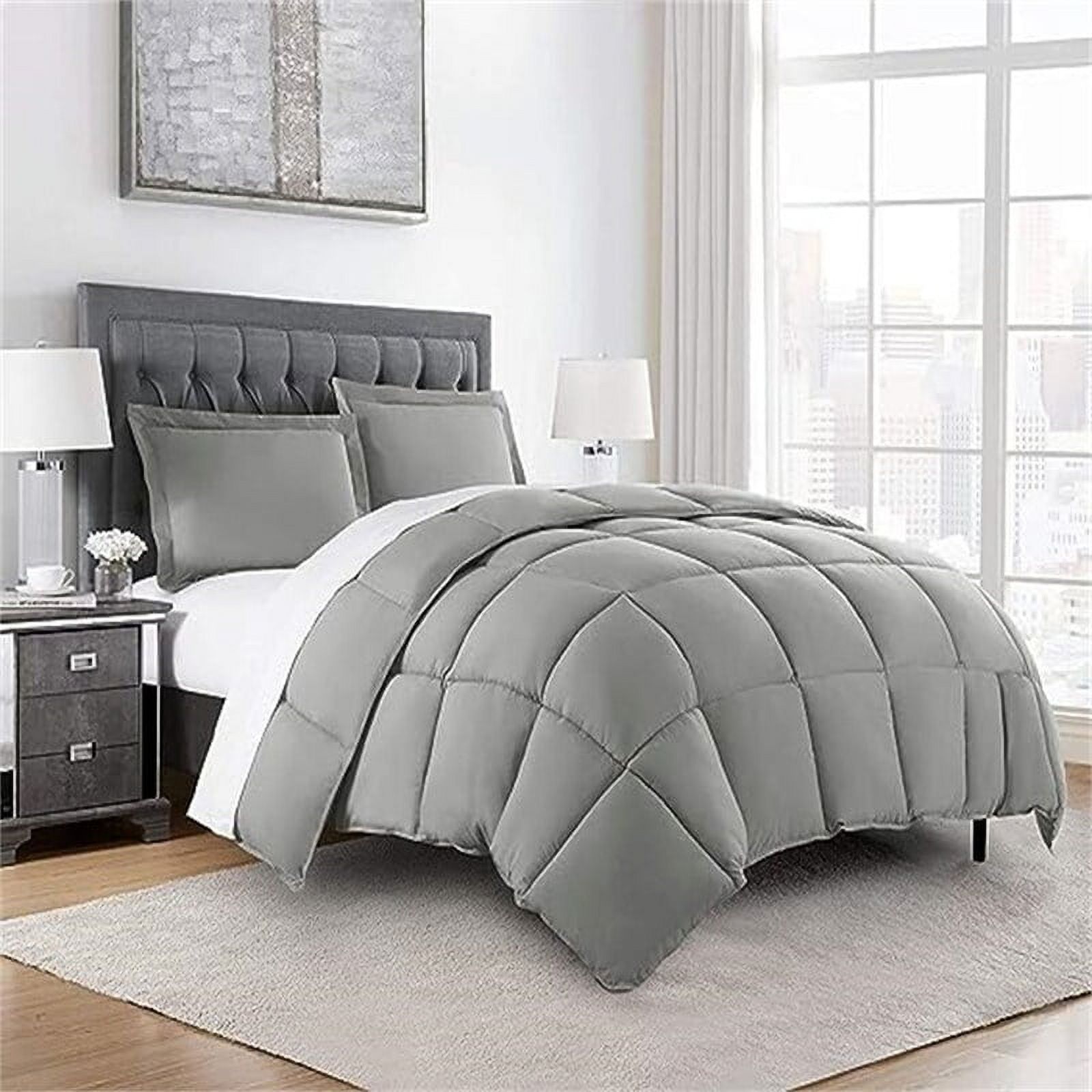 Down Alternative Comforter Set Paloma Gray 3 Piece Oversized Queen