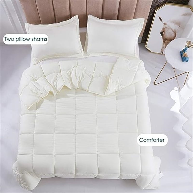 Down Alternative Comforter Set Prewashed Ivory 3 Piece King Cal