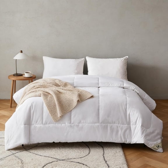 Down Alternative Comforter,  Size Duvet Insert with   Cover, Ultra-Soft Microfiber Quilted   Breathable Cooling Bed Comforter (, White)
