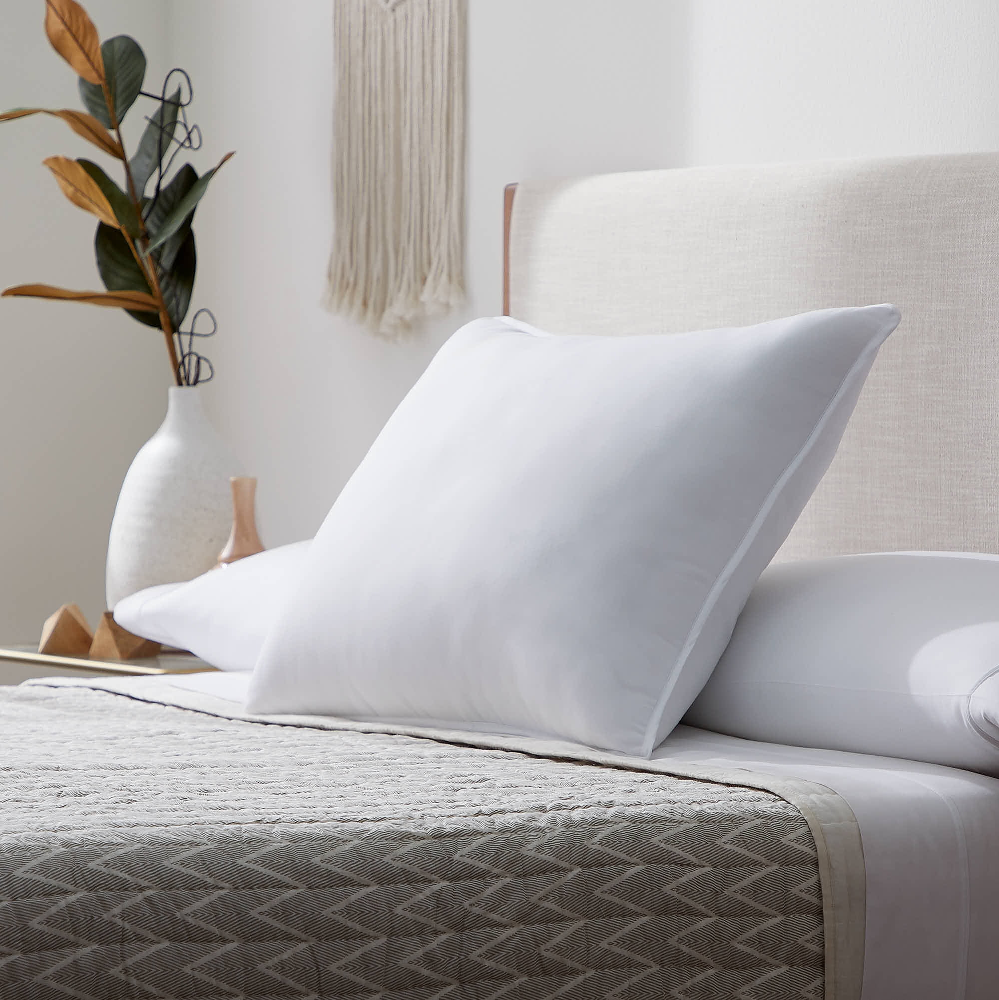 FluffCo Down Feather Pillow Firm Fluff: White King