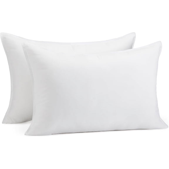 Down Alternative Pillows, Soft Density for Stomach and Back Sleepers, Queen - Pack of 2, White, 30 in L x 20 in W