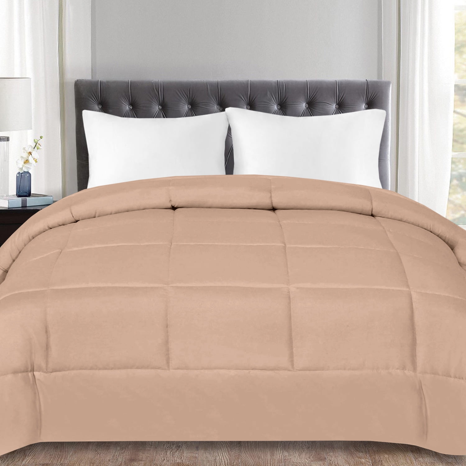 Down Alternative Polyester Box Stitch Microfiber Comforter - Queen