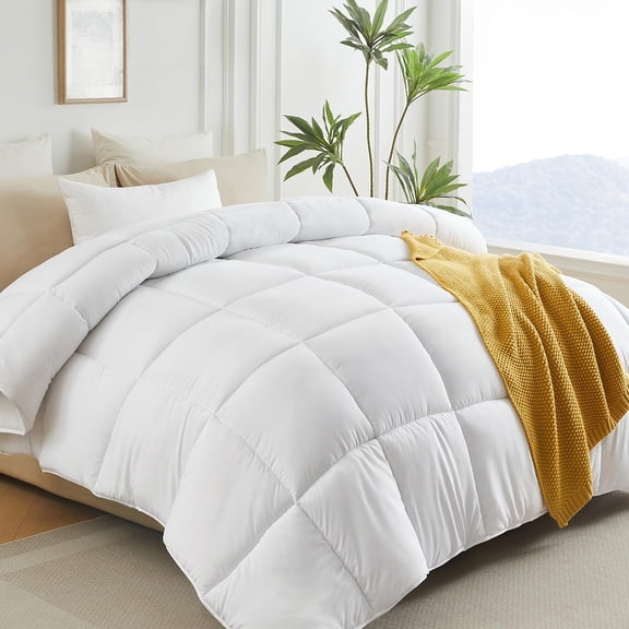Down Alternative Queen Comforter Duvet Insert All Season With Corner Tabs White Size 90x90inches