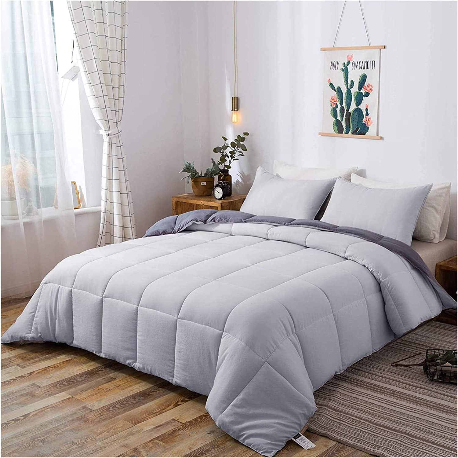 Down Alternative Quilted Comforter Set All Season Reversible Duvet