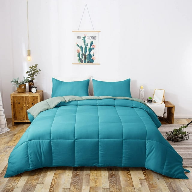 Down Alternative Quilted Comforter Set All Season Reversible Duvet