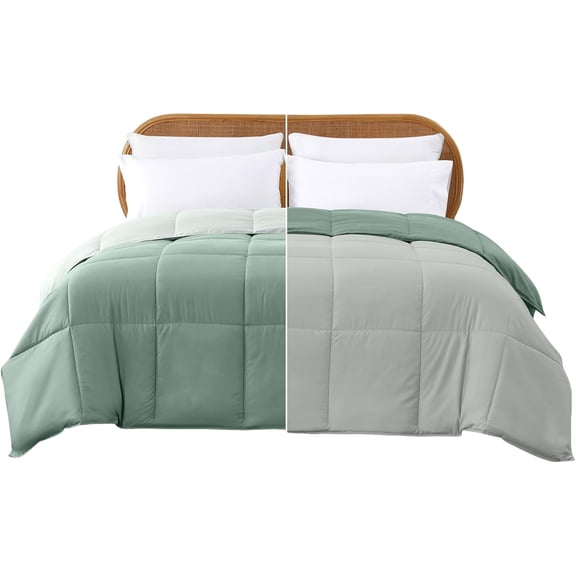 Down Alternative Reversible Comforter Ivory/Sage Green Twin