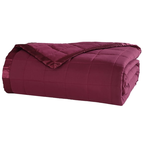 Beatrice Home Fashions, Down Alt Blanket with Satin Trim, Full/Queen, Cabernet
