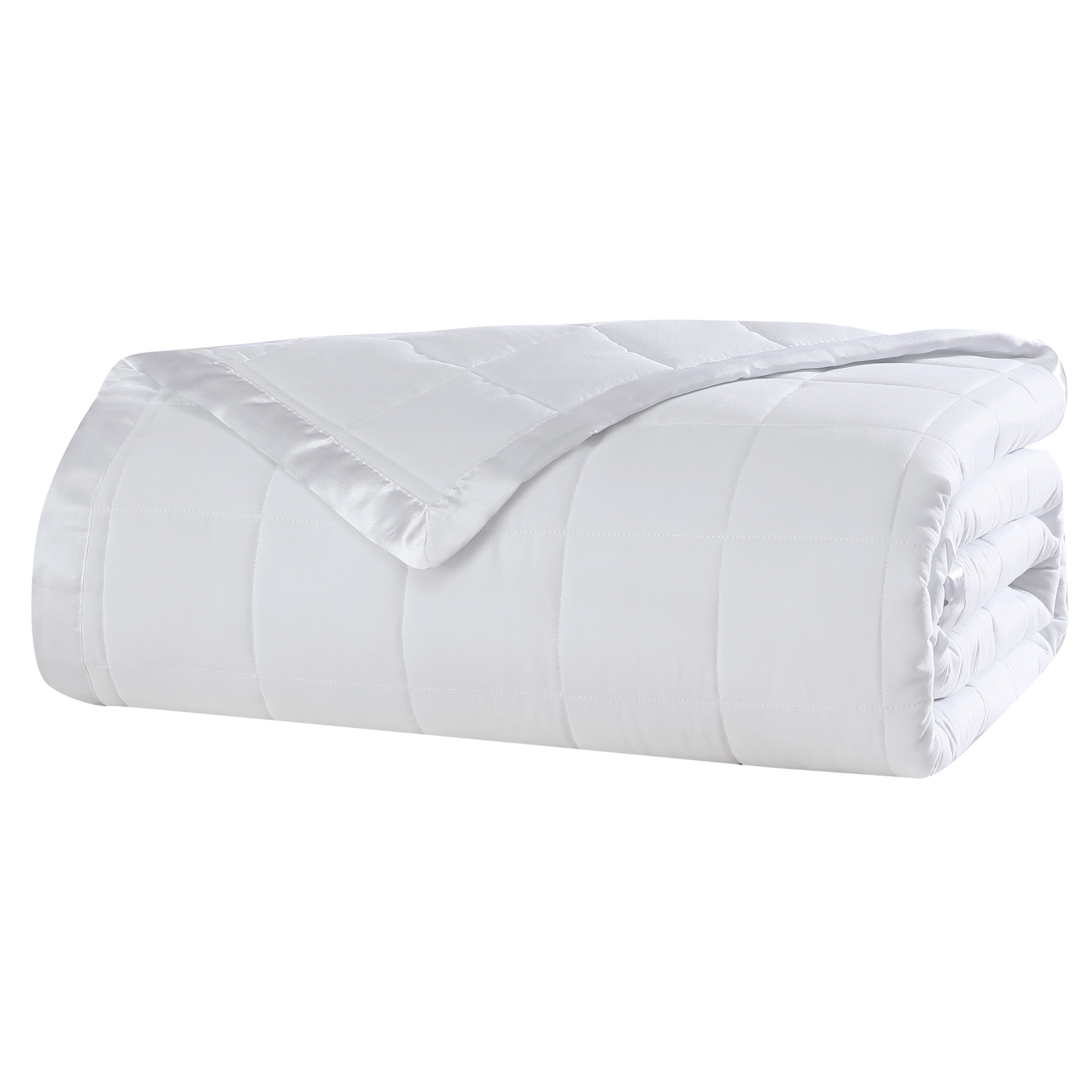Beatrice Home Fashions, Down Alt Blanket with Satin Trim, Twin, White