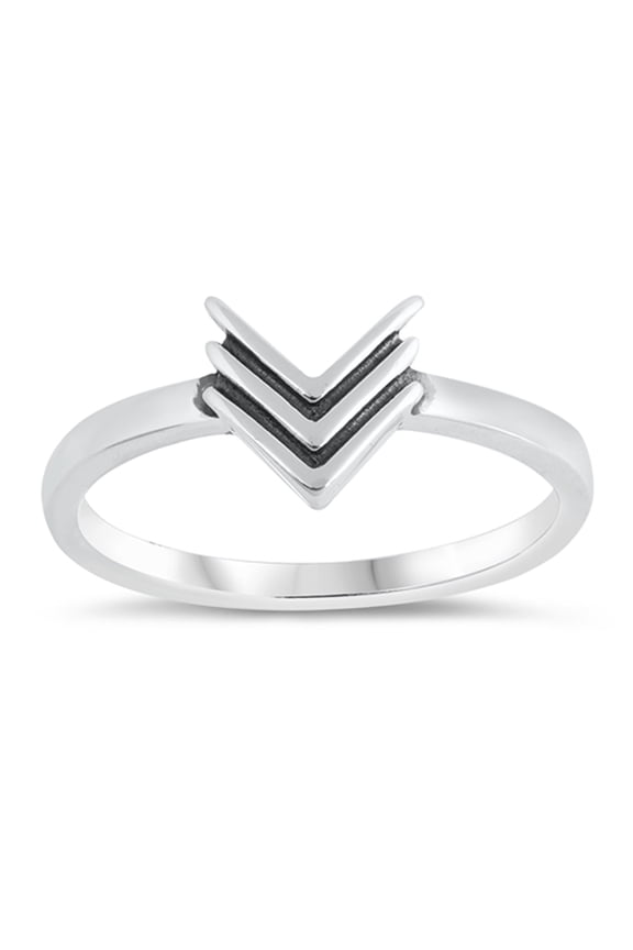 Down Arrow Triple Medal Chevron V-Shape Ring 925 Sterling Silver Band Jewelry Female Male Size 6