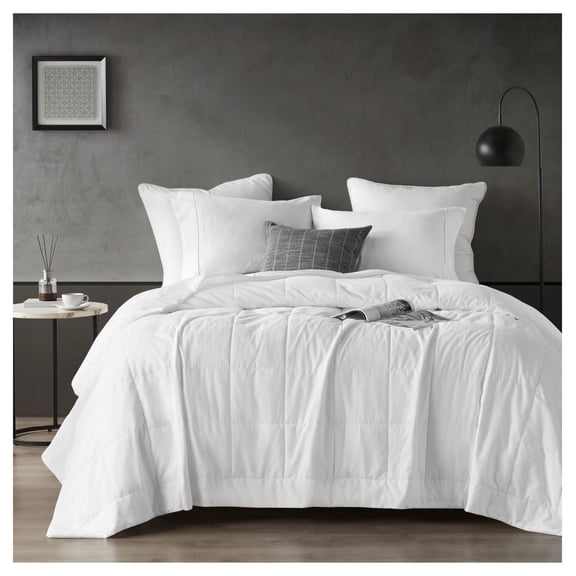 Down Blanket, Lightweight Jersey Knit - Cooling Summer Coverlet, Box Quilted, Machine Washable, Silky Soft Microfiber Reverse - Twin/Twin XL, Grey