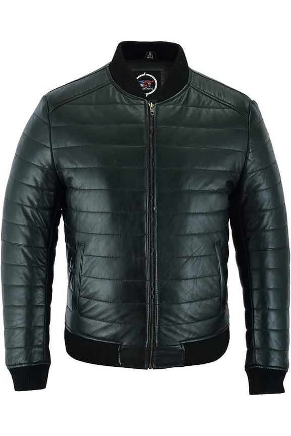 Down Bomber Black and Brown Handmade Lamb Leather Jacket For Men's Handmade Fashion Bomber Black Leather Jacket, Gift For Men Leather Jacket