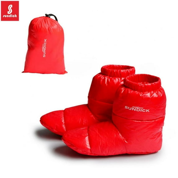 Down Booties Down Socks Warm Soft Slippers Down Filled Slipper Boots Indoor Warm Down Slippers Plus Size for Men Red