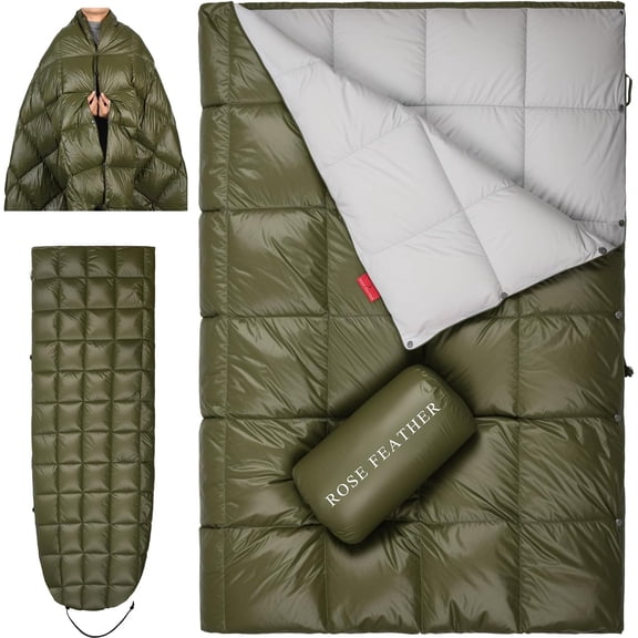 Down Camping Blanket 55" x 79" Lightweight Packable Water-Resistant Outdoor Travel Quilt