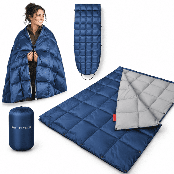 Down Camping Blanket - Lightweight Packable Warm & Puffy Outdoor Travel Quilt For Sleep Hikingpacking Stadium Festivals Water-res
