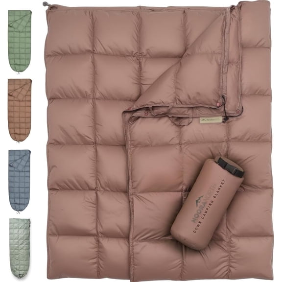 Down Camping Blanket with Footbox Lightweight Packable Water Resistant 52x77 Inches Color Rose Taupe Size Ultralight