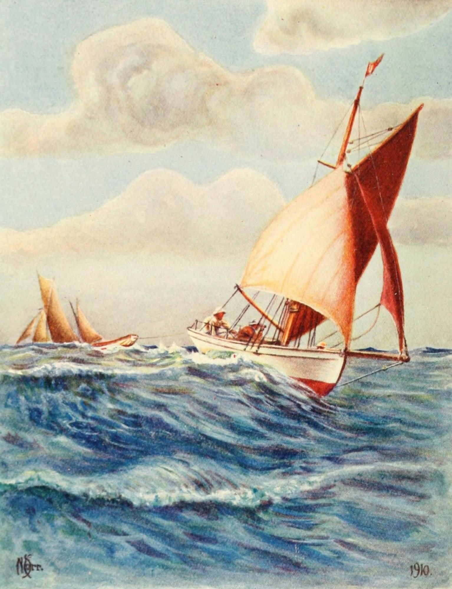 Down Channel in the Vivette 1910 Canvas Art - Norman S Carr (24 x 36)