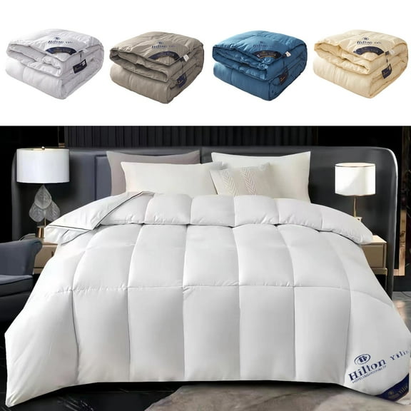 Down Comforter 1.5x2m Grey Down Duvet Quilt Polyester Twill Milled Winter Warm Thickened Bedding for All Seasons(1Pcs) NCHKUN