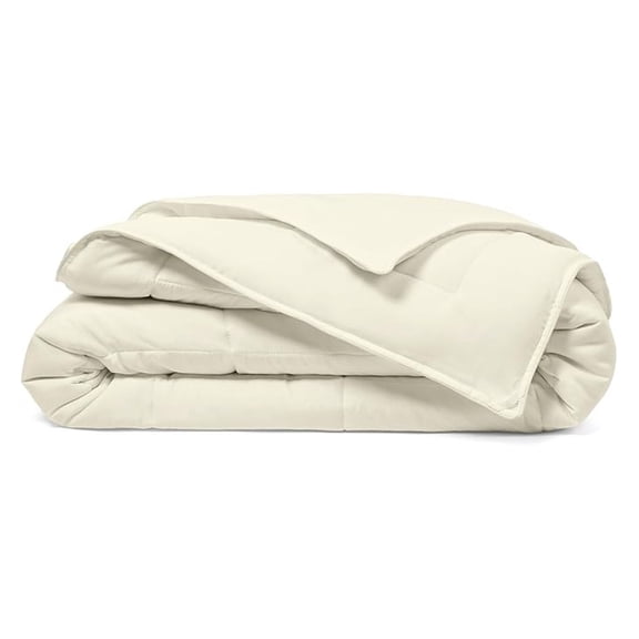 Down Comforter - Blend of Rayon Derived from Bamboo - Bedroom - All Season Use - Box Stitch Construction & Duvet Loops (Full/Queen, Cream)