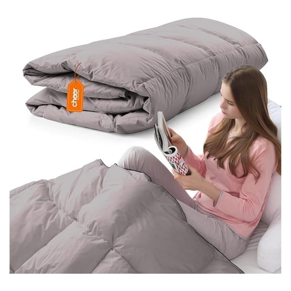 Down Comforter - Ultra-Soft & Cozy Twin Size Duvet Insert, Lightweight Down Comforter for All-Season Warmth, Plush Bedding Twin Comforter, Gray