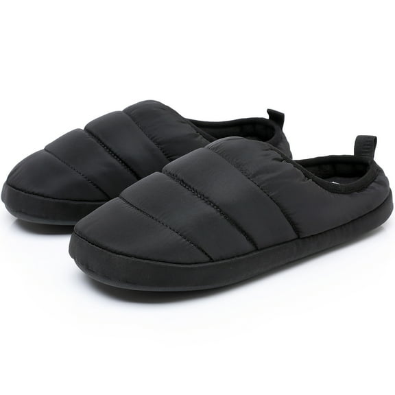Down Cotton Slippers for Men Comfy Warm Slip on Shoes Memory Foam House Shoes, Black 11