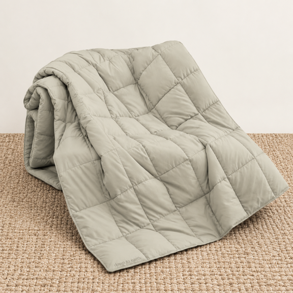 Down Fiber Throw Blanket Lightweight Packable Indoor & Outdoor