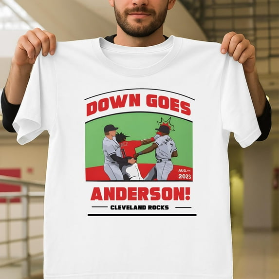 Down Goes Anderson Funny Boxing Graphic Unisex T-Shirt, Cleveland Baseball Fan Gift G0137, Up to Size 5XL